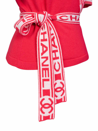 Chanel Cashmere CC Logo Wrap Sweater Pink