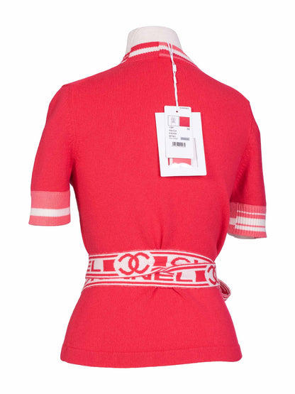 Chanel Cashmere CC Logo Wrap Sweater Pink