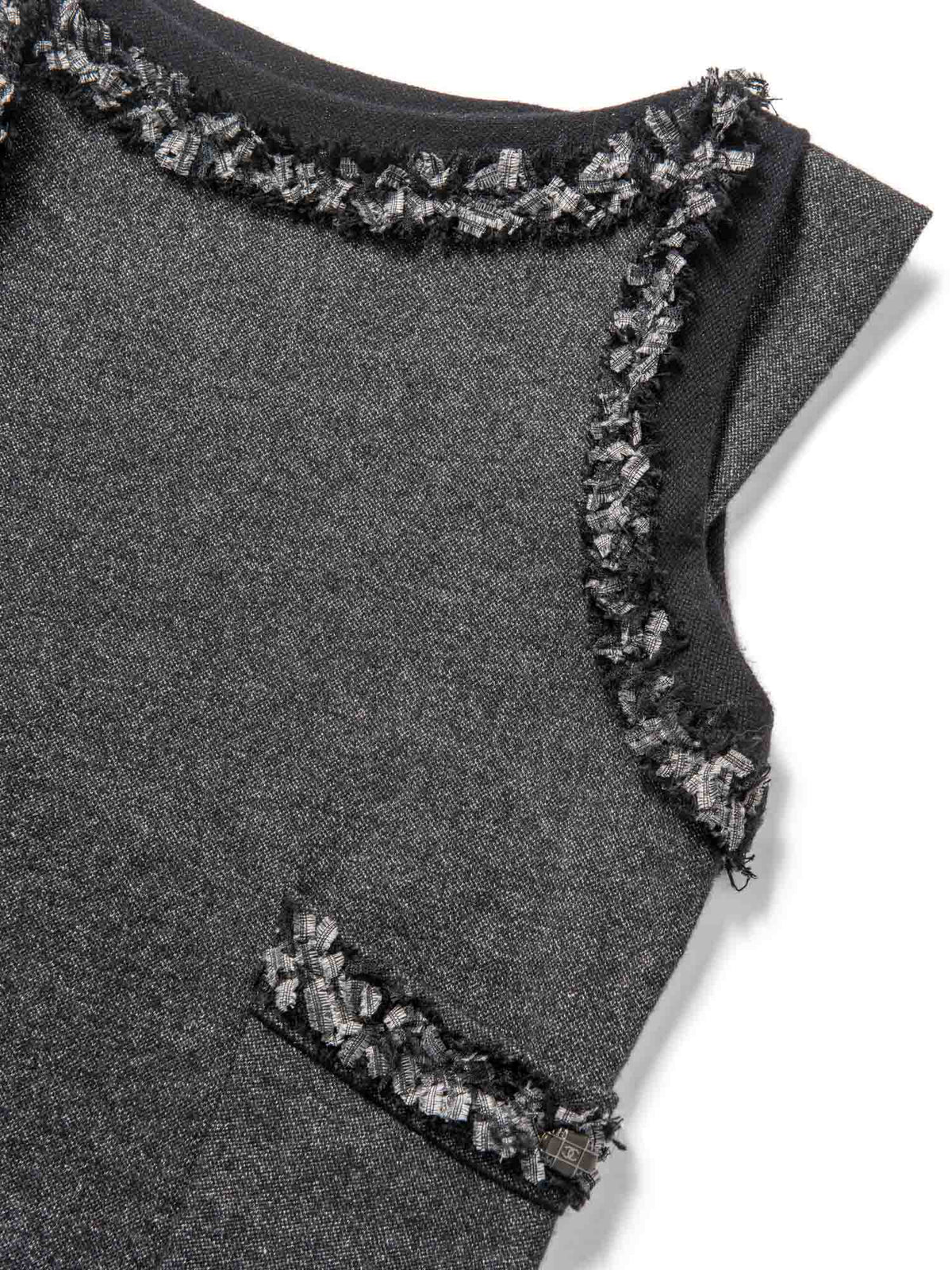 Chanel Cashmere Silk Fringe Dress Heather Grey