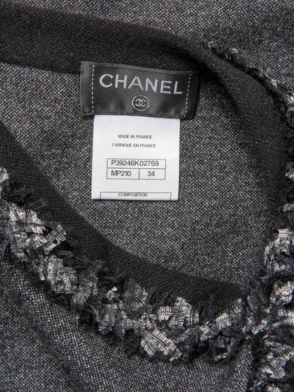 Chanel Cashmere Silk Fringe Dress Heather Grey