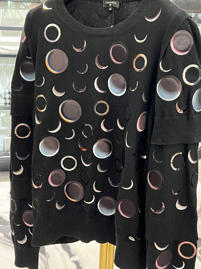 CHANEL CASHMERE ABSTRACT SPACE MOON RUNWAY SWEATER