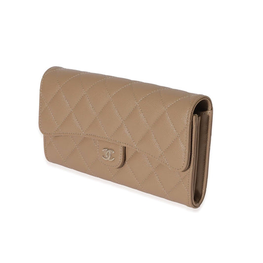 CHANEL CAVIAR QUILTED LARGE GUSSET FLAP WALLET