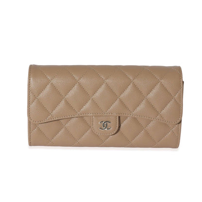 CHANEL CAVIAR QUILTED LARGE GUSSET FLAP WALLET