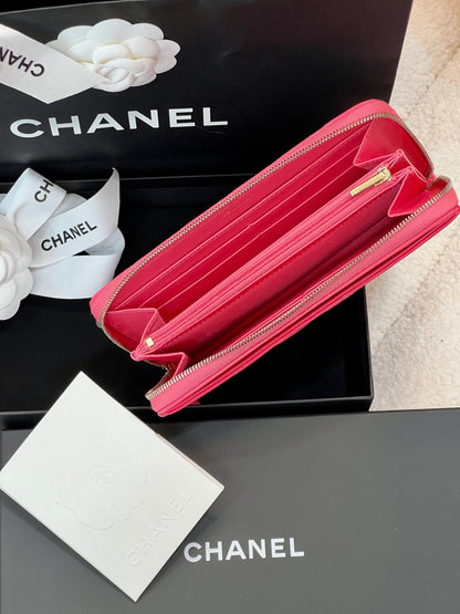 CHANEL CAVIAR QUILTED LARGE GUSSET ZIP AROUNT WALLET