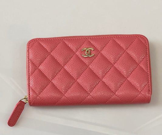 CHANEL CAVIAR QUILTED ZIP AROUND WALLET