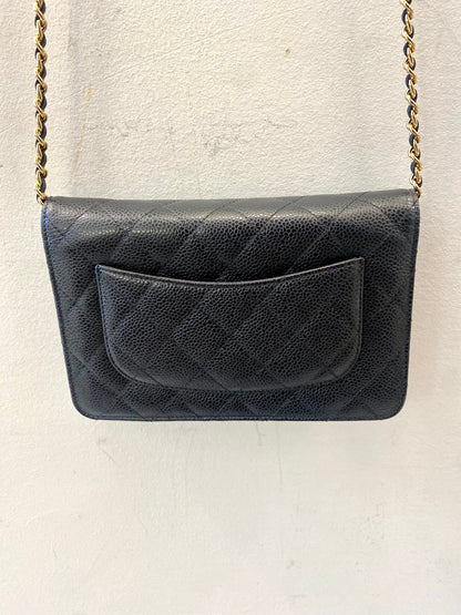 CHANEL CC CAVIAR QUILTED  WALLET ON A CHAIN