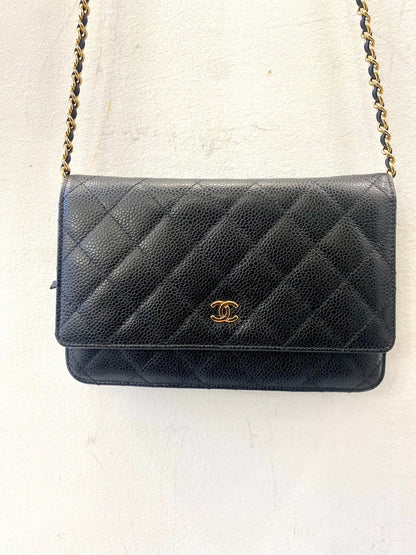 CHANEL CC CAVIAR QUILTED  WALLET ON A CHAIN