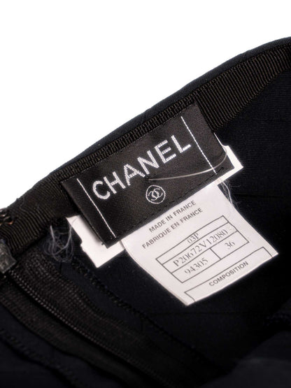 Chanel Cotton Pleated Midi Skirt Navy Blue