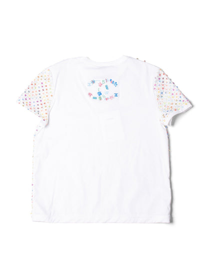 Chanel Cotton Sequin CC Logo La Pausa Top White