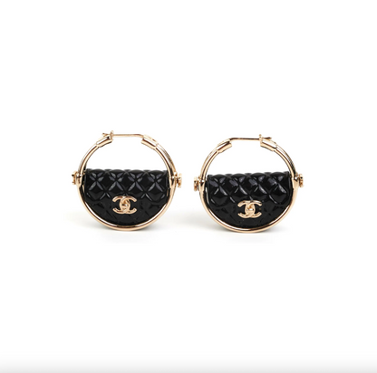 CHANEL CC CRUISE COLLECTION QUILTED FLAP BAG HOOP EARRINGS