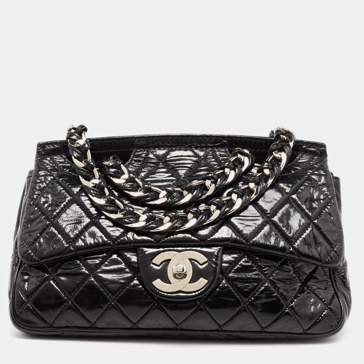CHANEL QUILTED PATENT LEATHER DAY GLO FLAP BAG