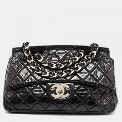 CHANEL QUILTED PATENT LEATHER DAY GLO FLAP BAG