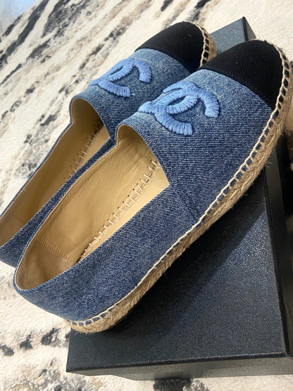 CHANEL CC DENIM ESPADRILLES