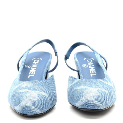 CHANEL CC DENIM CAP TOE SLINGBACK PUMPS