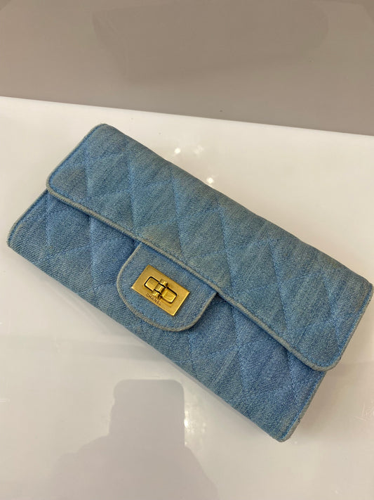 CHANEL DENIM 2.55 QUILTED LONG WALLET