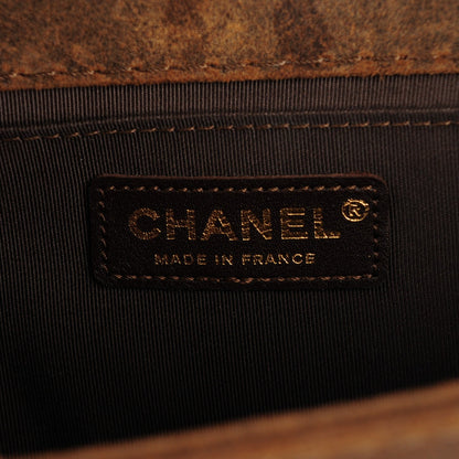 CHANEL DISTRESSED NUBUCK QUILTED MED BOY FLAP BAG