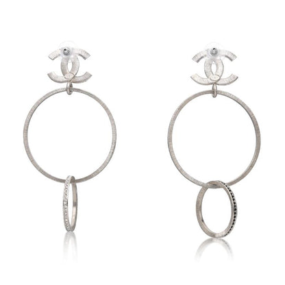 CHANEL CC DOUBLE HOOP EARRINGS