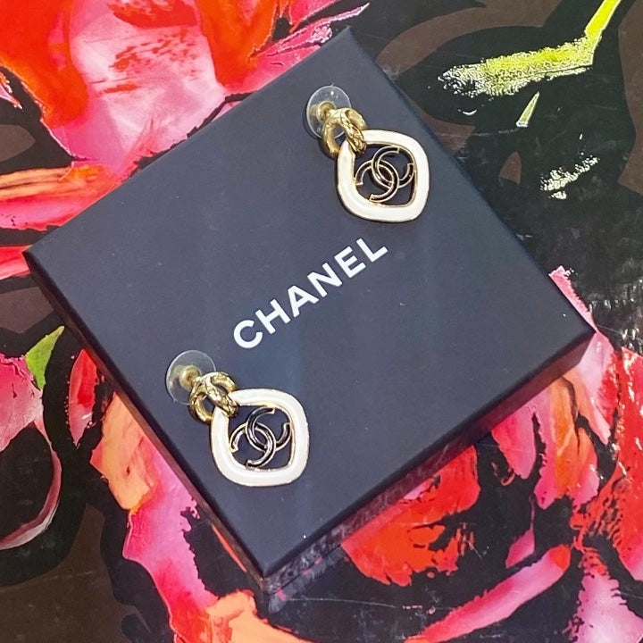 CHANEL METAL RESIN CC EARRINGS