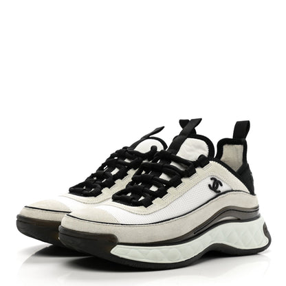 CHANEL FABRIC SUEDE CALFSKIN CC SNEAKERS