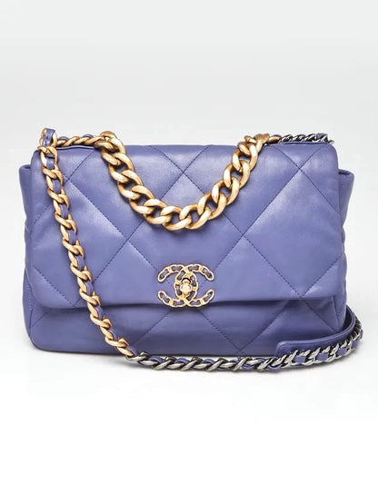 CHANEL GOATSKIN QUILTED LARGE CHANEL 19 FLAP BAG