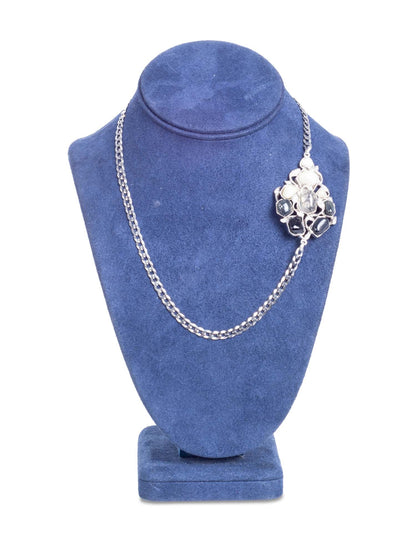 Chanel Gripoix Cabochon Silver Pearl Necklace White Black