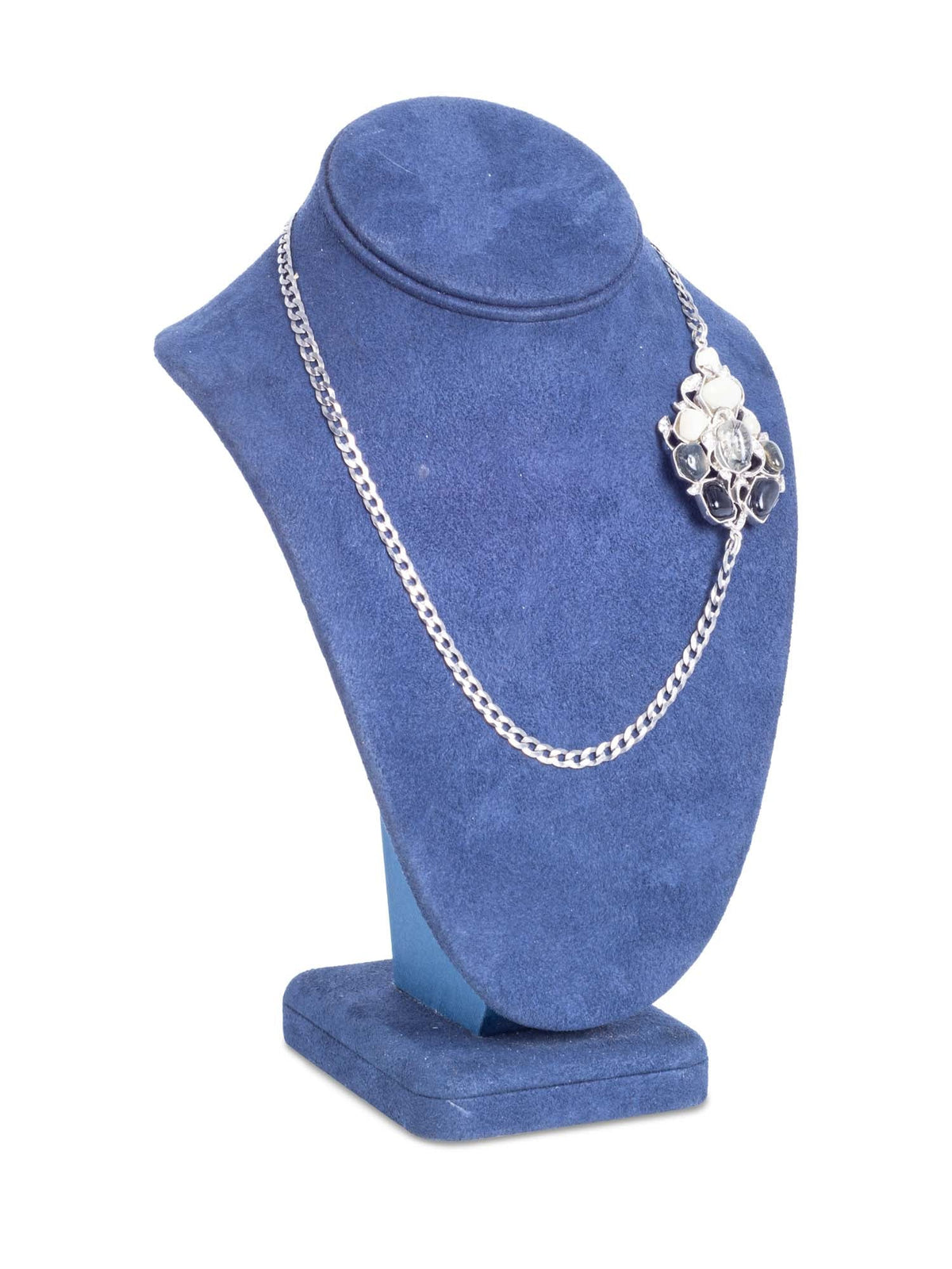 Chanel Gripoix Cabochon Silver Pearl Necklace White Black
