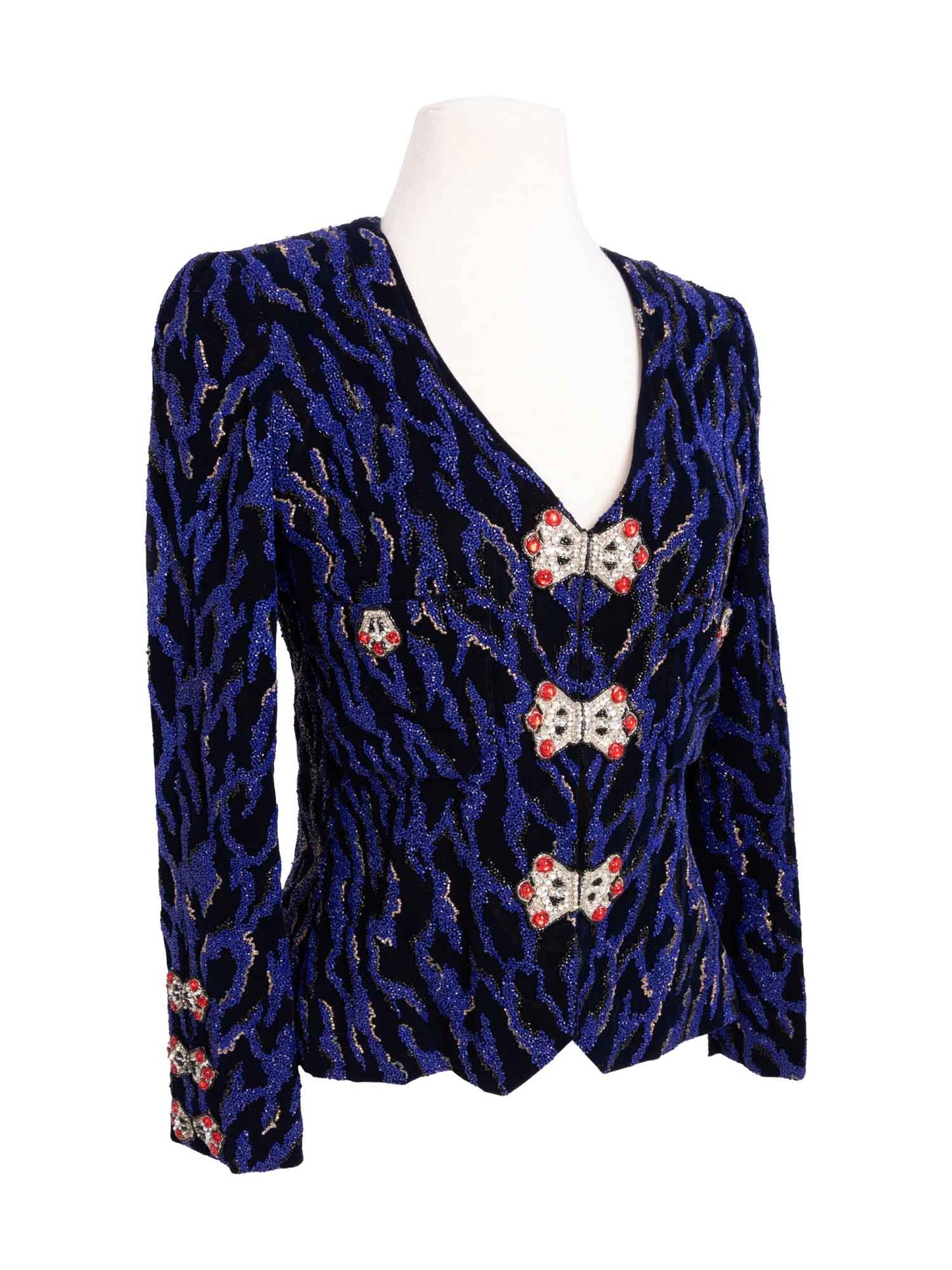 Chanel Haute Couture Beaded Swarovski Fitted Jacket Blue