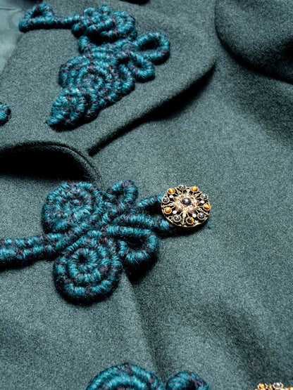 Chanel Haute Couture Gripoix Embroidered Wool Velvet Cropped Jacket Green
