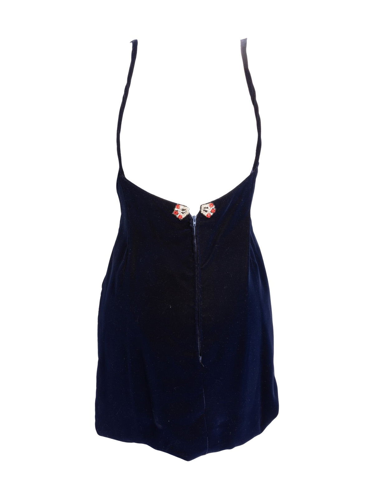 Chanel Haute Couture Velvet Swarovski Fitted Dress Blue