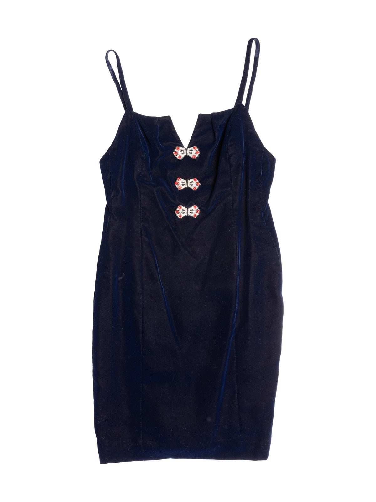 Chanel Haute Couture Velvet Swarovski Fitted Dress Blue