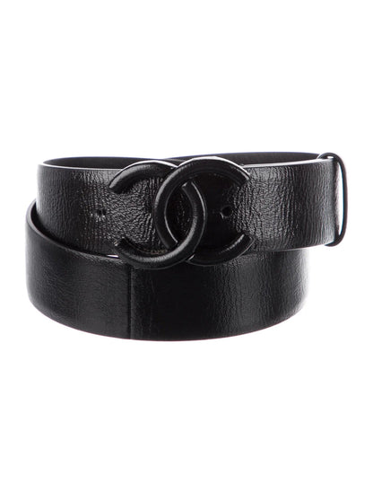 CHANEL INTERLOCKING CC LOGO LEATHER BELT