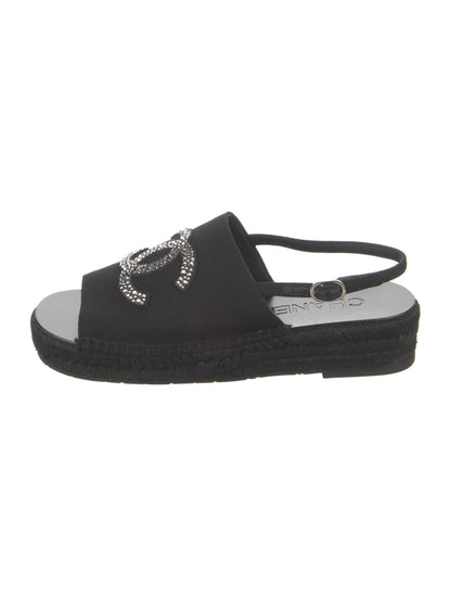 CHANEL INTERLOCKING CC LOGO SLINGBACK SANDALS