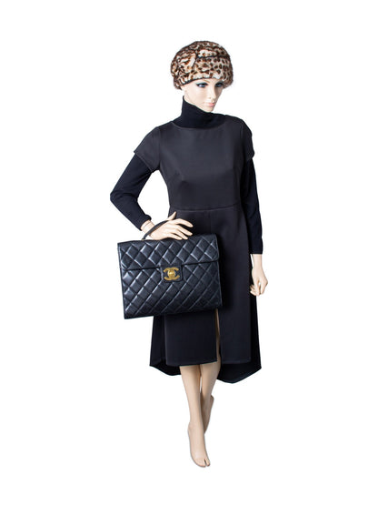 Chanel Jumbo CC Logo K Gold Plated Quilted Caviar Leather Flap Bag Black