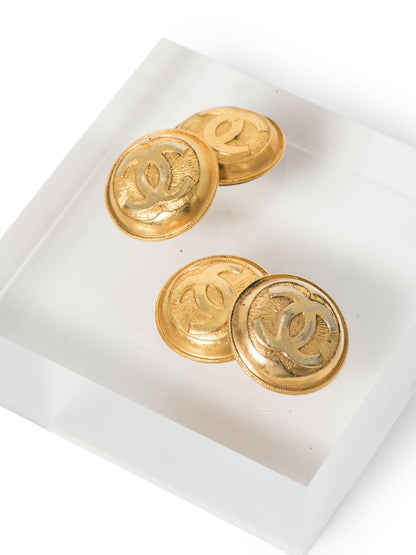 Chanel Jumbo CC Logo k Gold Plated Dual Cufflinks
