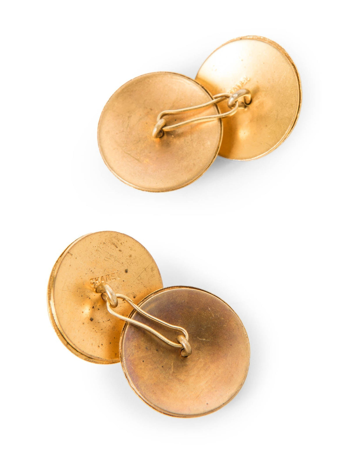 Chanel Jumbo CC Logo k Gold Plated Dual Cufflinks
