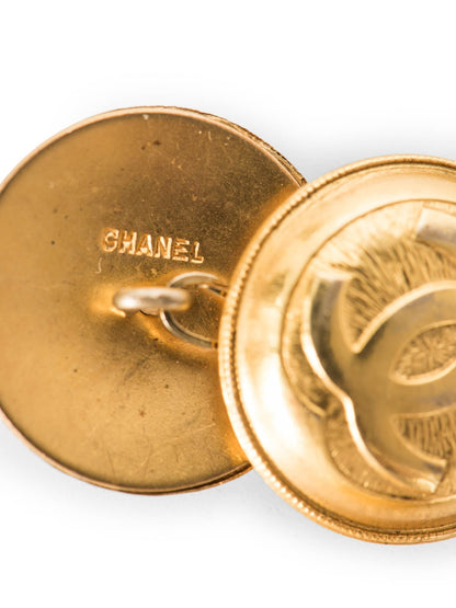 Chanel Jumbo CC Logo k Gold Plated Dual Cufflinks