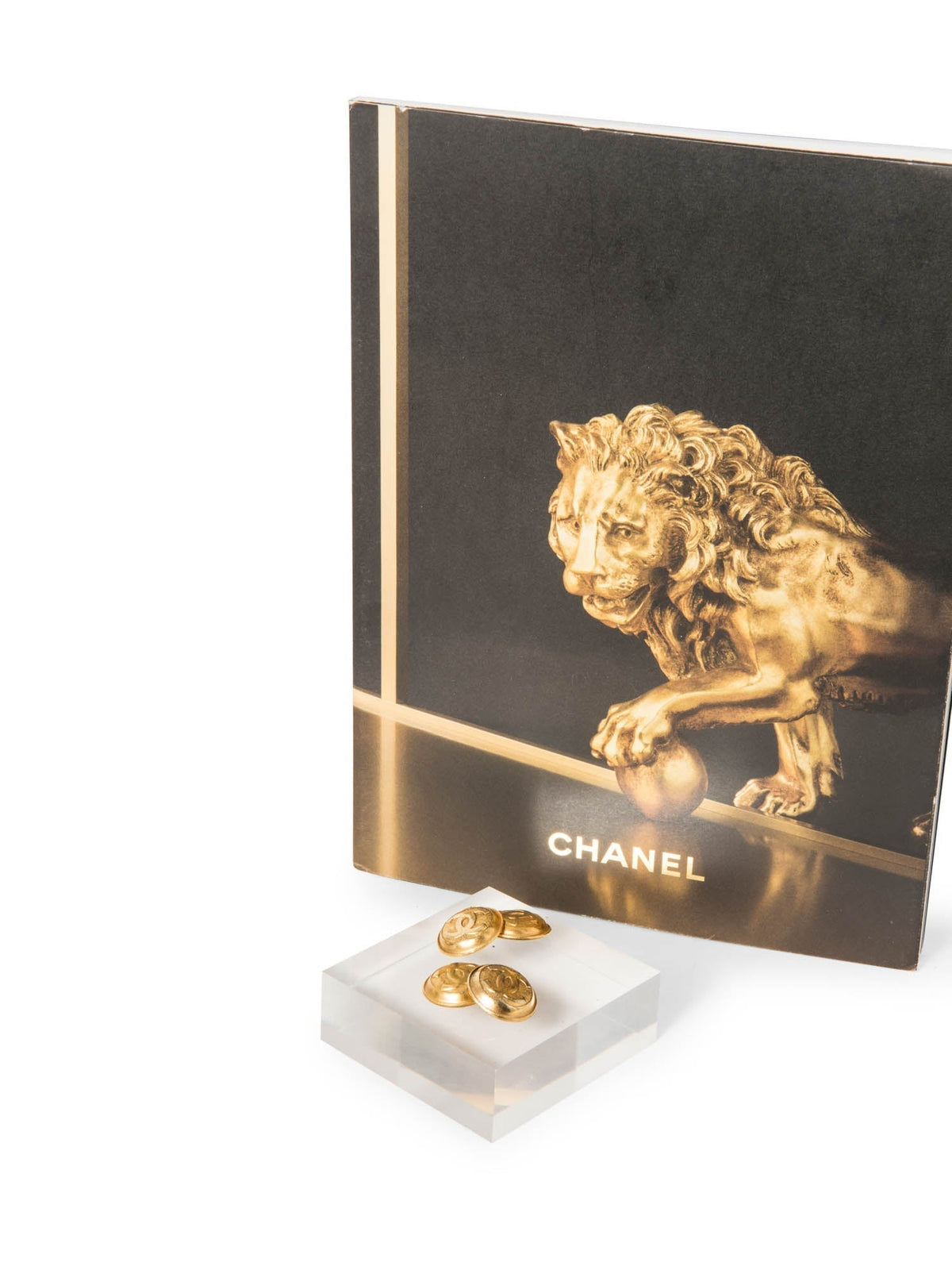 Chanel Jumbo CC Logo k Gold Plated Dual Cufflinks