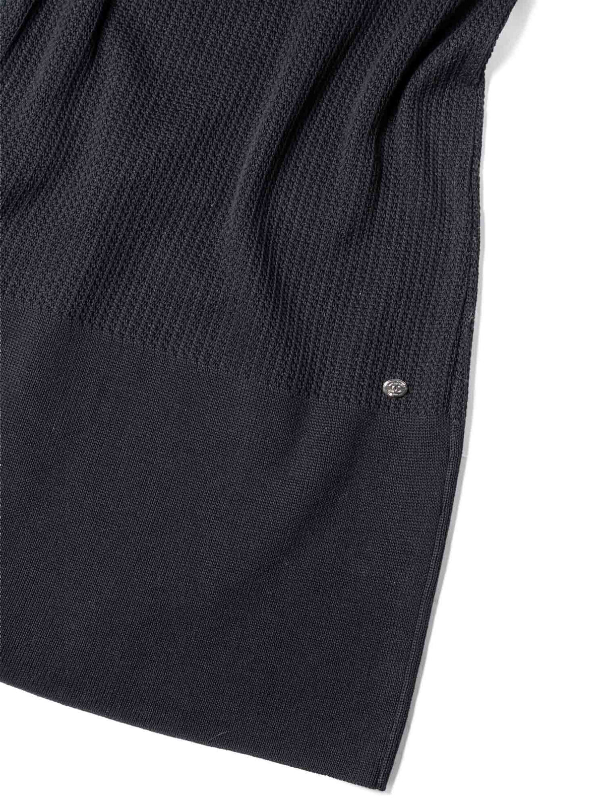 Chanel Knit CC Logo Fringe Midi Dress Black