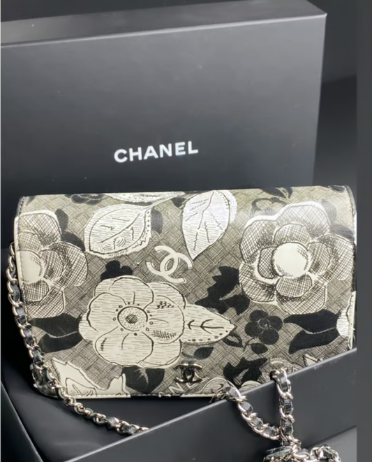 CHANEL LIMITED EDITION FLORAL WALLET ON A CHAIN