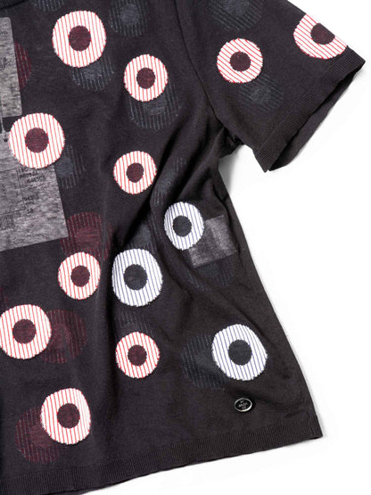 Chanel La Pausa C Cotton Polka Dot Striped Top Black