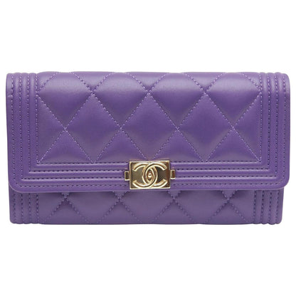 CHANEL QUILTED LAMBSKIN LEATHER LE BOY WALLET