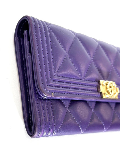 CHANEL QUILTED LAMBSKIN LEATHER LE BOY WALLET