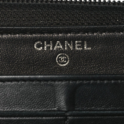 CHANEL QUILTED LAMBSKIN BOY ZIP AROUND WALLET