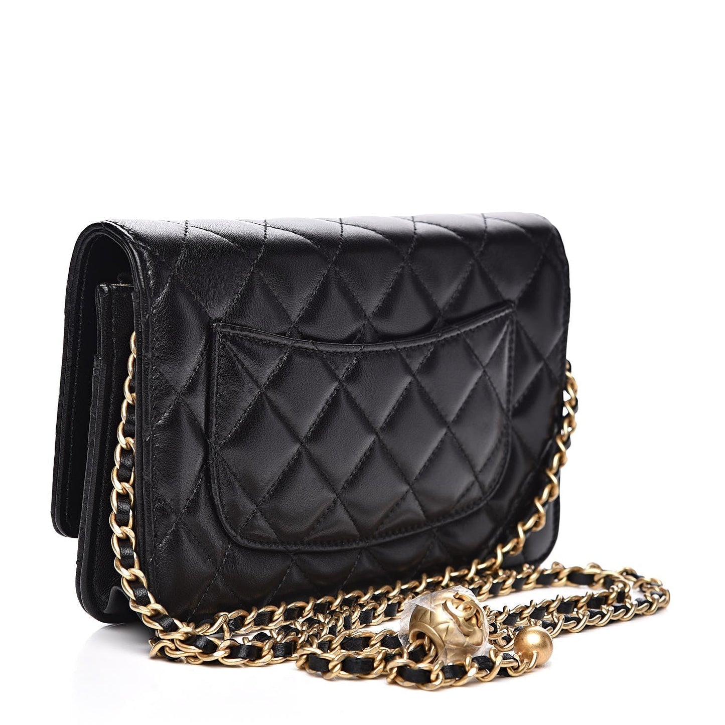 CHANEL QUILTED LAMBSKIN CC PEARL CRUSH WALLET ON CHAIN WOC