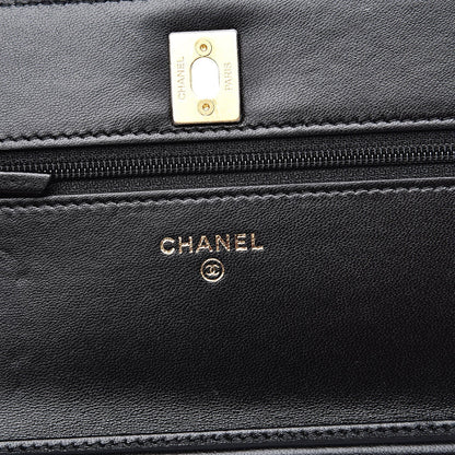 CHANEL QUILTED LAMBSKIN CC PEARL CRUSH WALLET ON CHAIN WOC