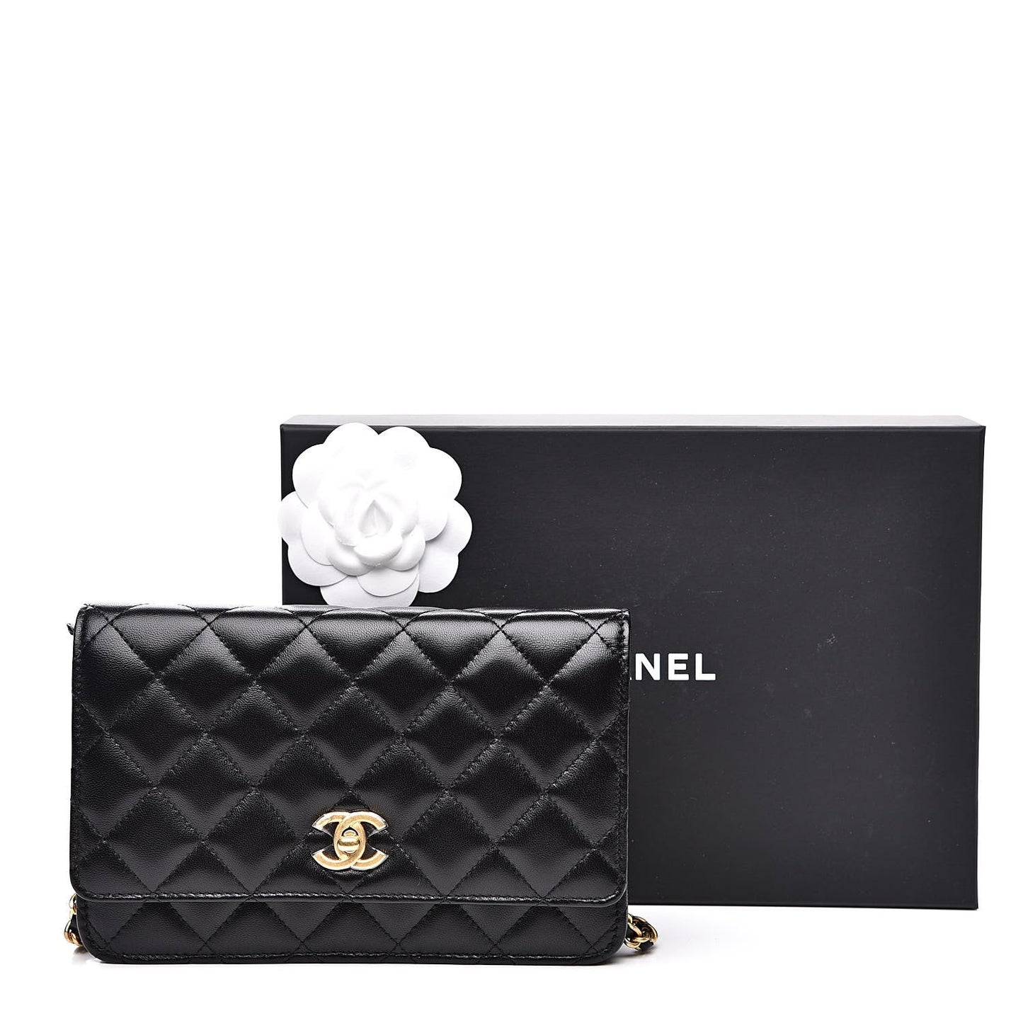 CHANEL QUILTED LAMBSKIN CC PEARL CRUSH WALLET ON CHAIN WOC