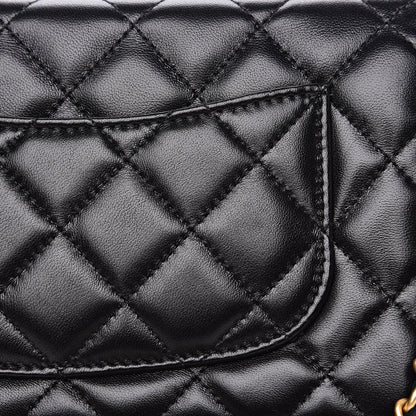 CHANEL QUILTED LAMBSKIN CC PEARL CRUSH WALLET ON CHAIN WOC