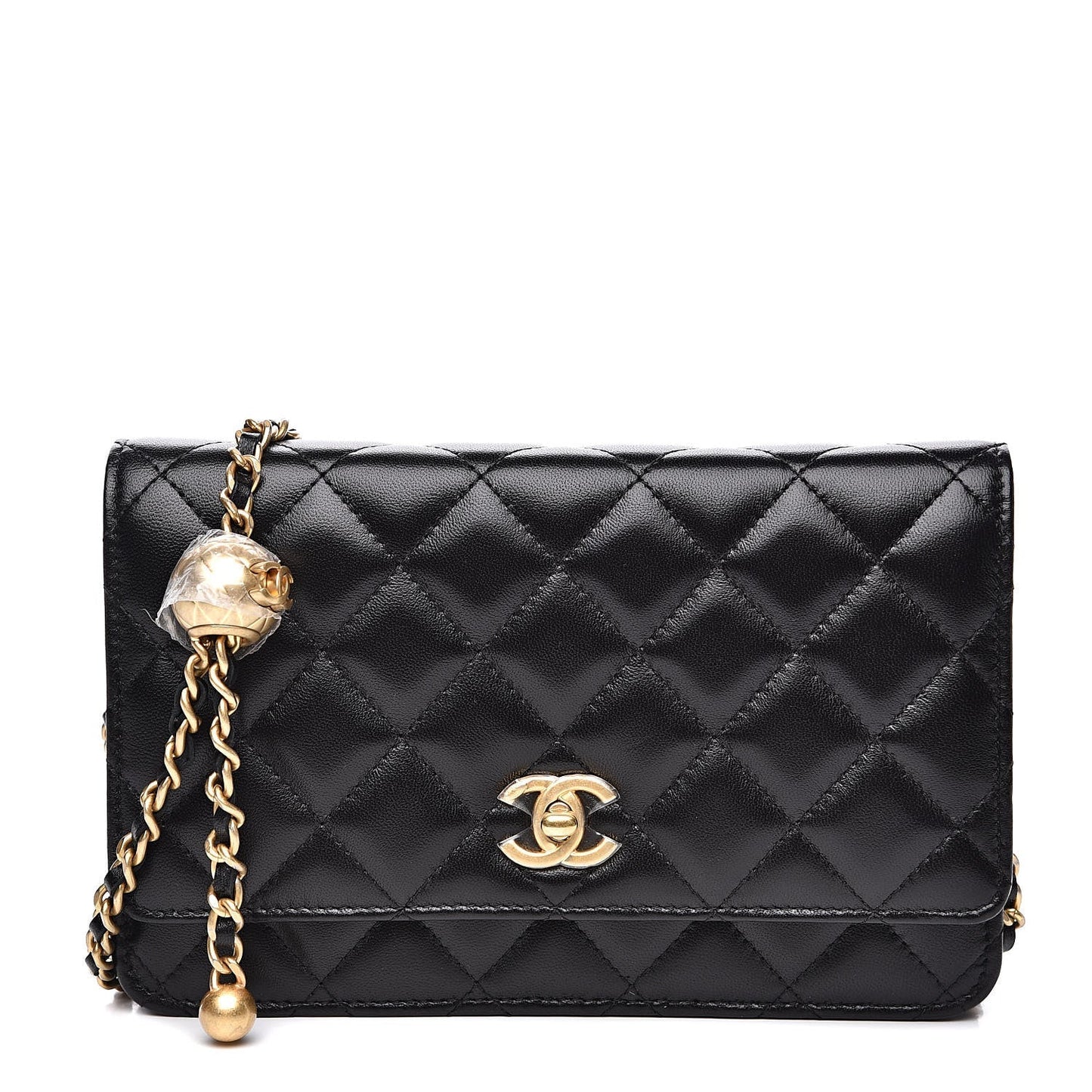 CHANEL QUILTED LAMBSKIN CC PEARL CRUSH WALLET ON CHAIN WOC