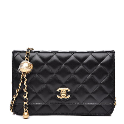 CHANEL QUILTED LAMBSKIN CC PEARL CRUSH WALLET ON CHAIN WOC