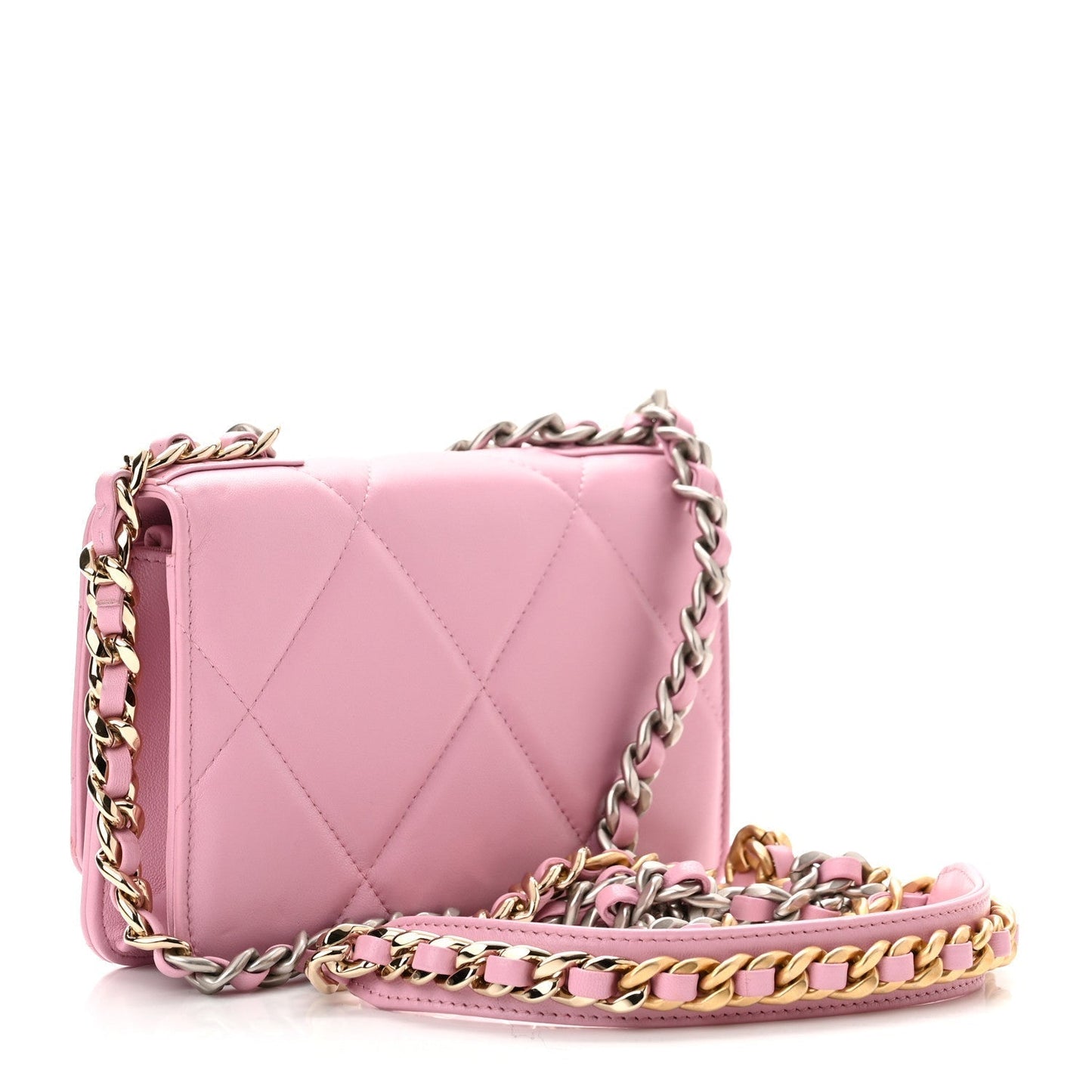 CHANEL QUILTED LAMBSKIN CHANEL 19 WALLET ON CHAIN WOC